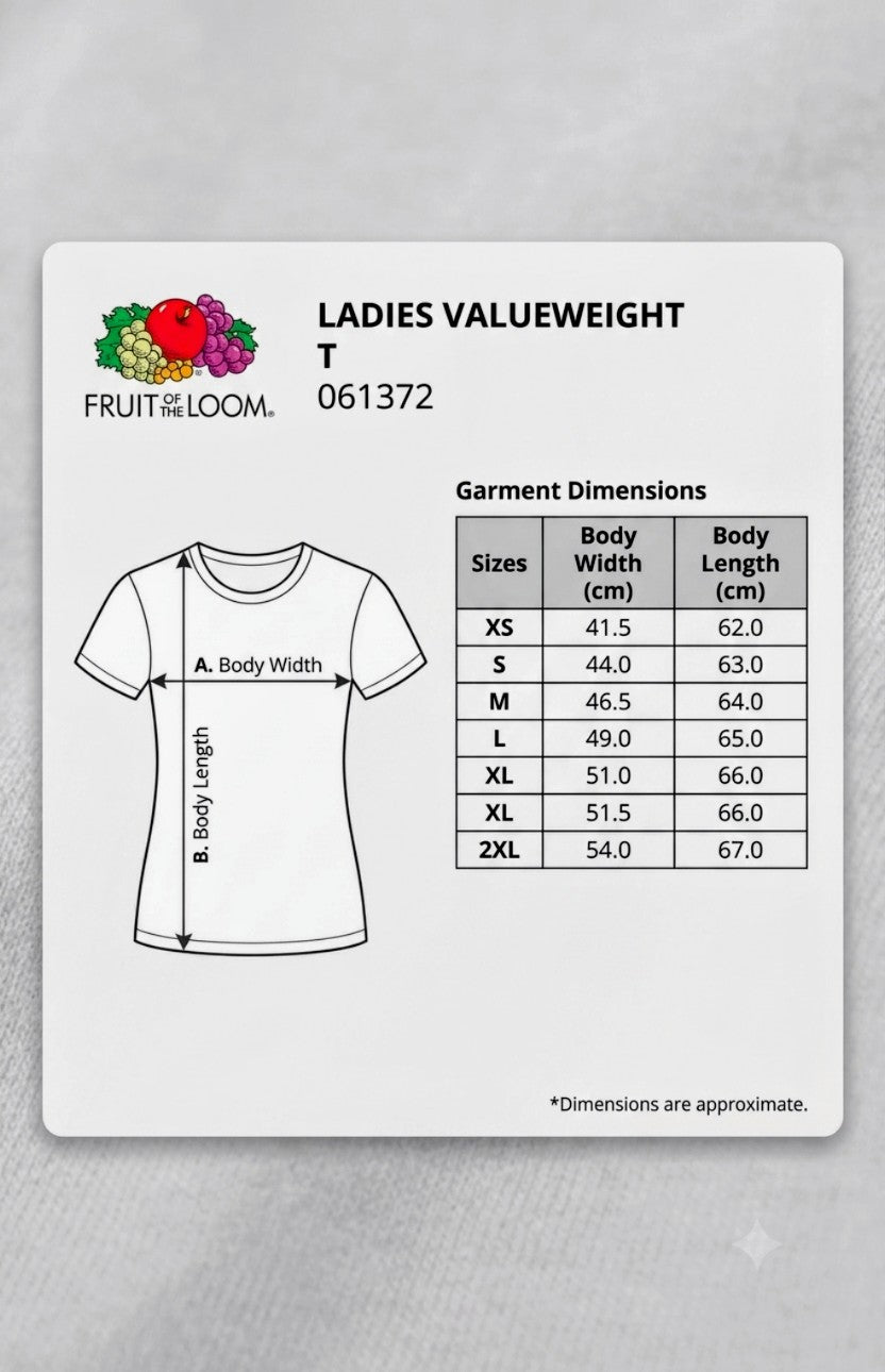 FG0001_ Regular Fit Printed Ladies Tee _Fuchsia_ FotL Open End 165