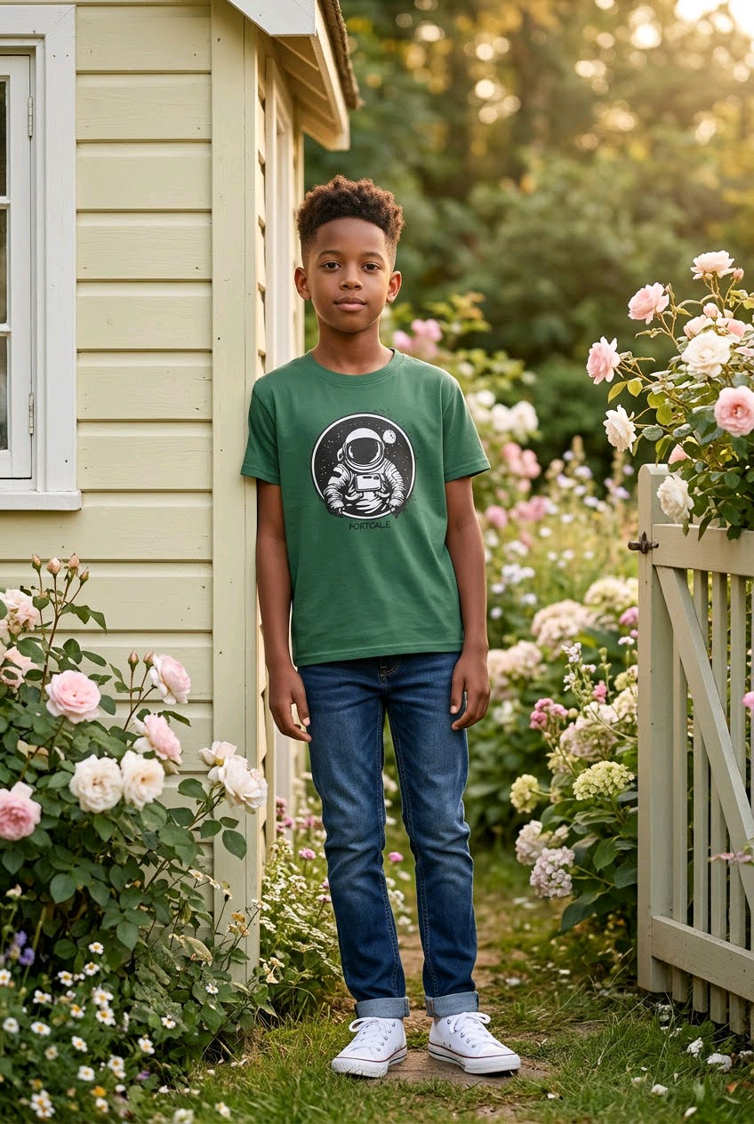 FG0007_ Regular Fit Printed Kids Tee _Bottle Green_ FotL  165