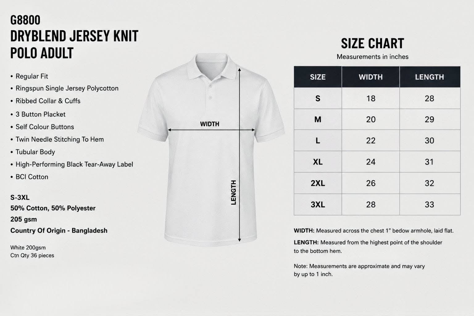 FG0005_ Regular Fit POLO shirt _White_ G8800 200